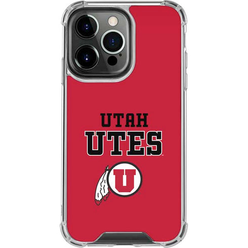 University of Utah Utes Text on Red iPhone 15 Pro Max Clear Case