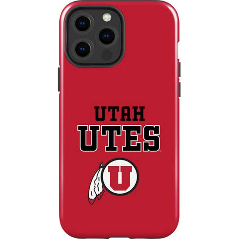 University of Utah Utes Text on Red iPhone 15 Pro Max Impact Case