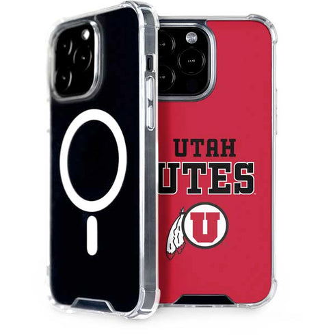 University of Utah Utes Text on Red iPhone 15 Pro Max MagSafe Case