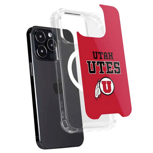 University of Utah Utes Text on Red iPhone 15 Pro Max MagSafe Case