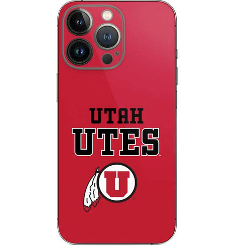 University of Utah Utes Text on Red iPhone 15 Pro Skin
