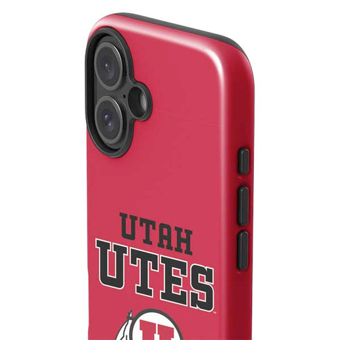 University of Utah Utes Text on Red iPhone 16 Impact Case
