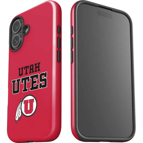 University of Utah Utes Text on Red iPhone 16 Impact Case