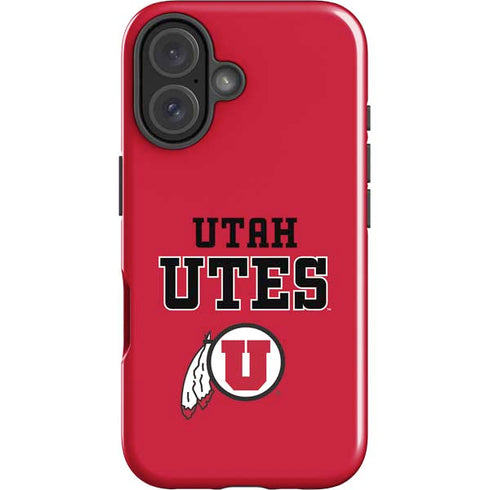 University of Utah Utes Text on Red iPhone 16 Plus Impact Case
