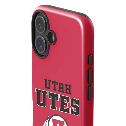 University of Utah Utes Text on Red iPhone 16 Plus Impact Case