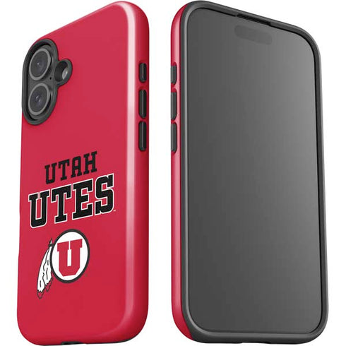 University of Utah Utes Text on Red iPhone 16 Plus Impact Case