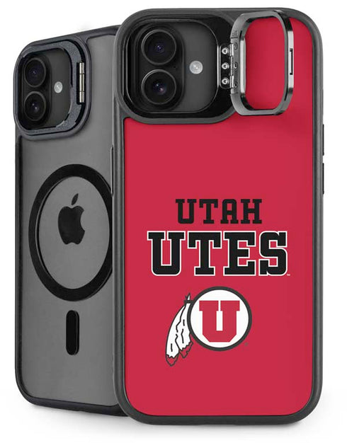 University of Utah Utes Text on Red iPhone 16 Plus Kickstand Case