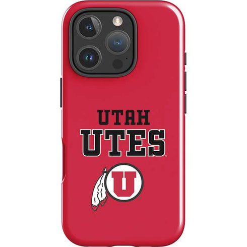 University of Utah Utes Text on Red iPhone 16 Pro Impact Case