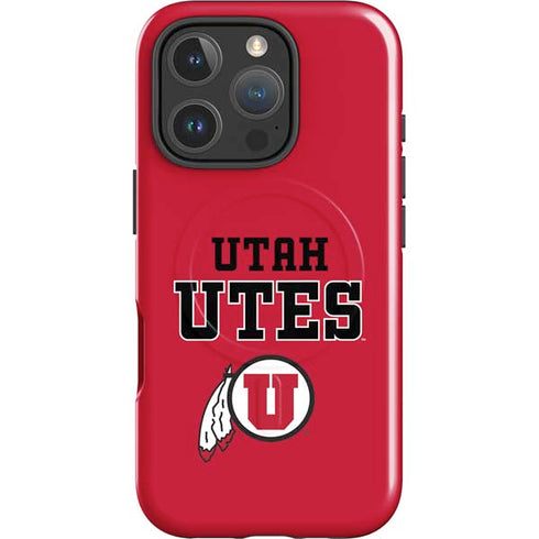 University of Utah Utes Text on Red iPhone 16 Pro Magsafe Impact Case