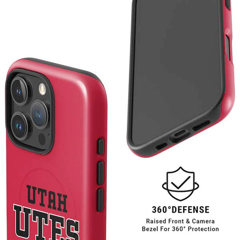 University of Utah Utes Text on Red iPhone 16 Pro Magsafe Impact Case