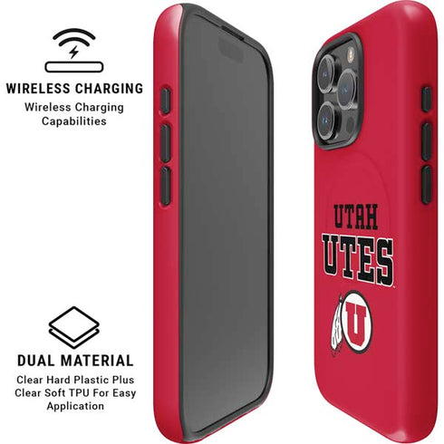 University of Utah Utes Text on Red iPhone 16 Pro Max Magsafe Impact Case