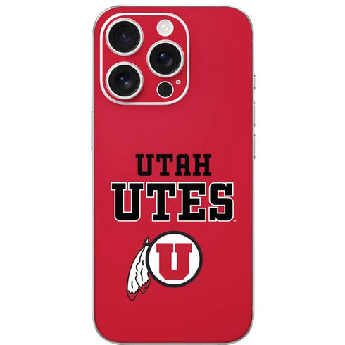 University of Utah Utes Text on Red iPhone 16 Pro Skin