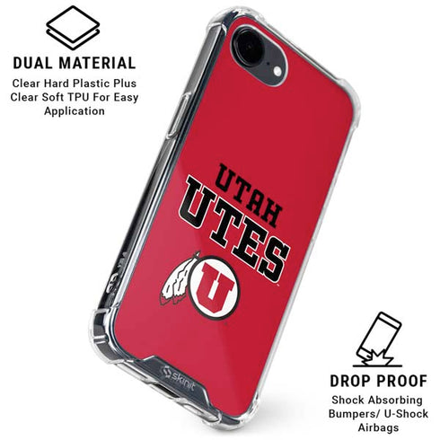 University of Utah Utes Text on Red iPhone 16e Clear Case