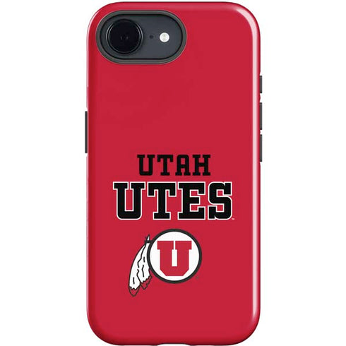 University of Utah Utes Text on Red iPhone 16e Impact Case