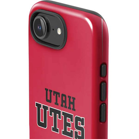 University of Utah Utes Text on Red iPhone 16e Impact Case