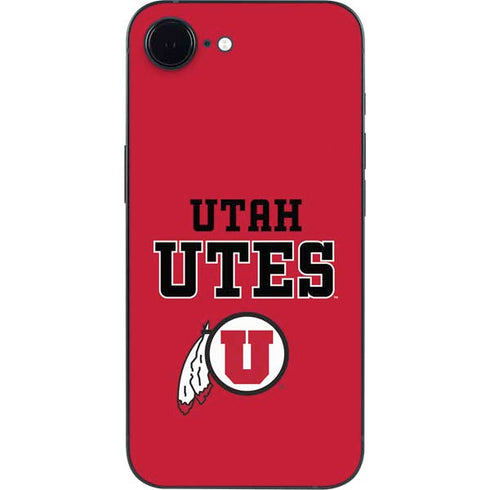 University of Utah Utes Text on Red iPhone 16e Skin
