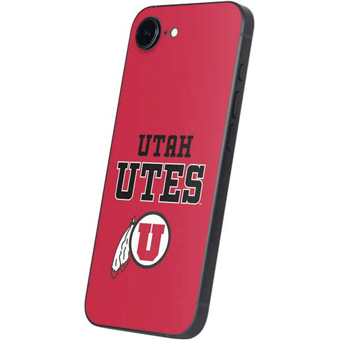 University of Utah Utes Text on Red iPhone 16e Skin
