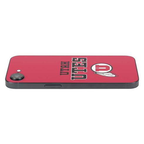 University of Utah Utes Text on Red iPhone 16e Skin