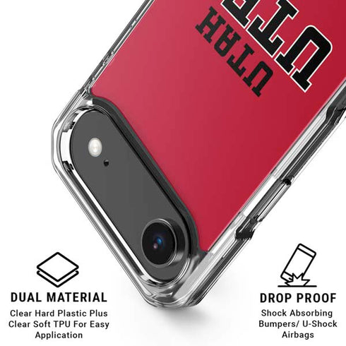 University of Utah Utes Text on Red iPhone 17 Air Clear Case
