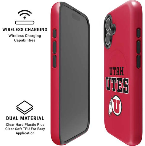 University of Utah Utes Text on Red iPhone 17 Magsafe Impact Case