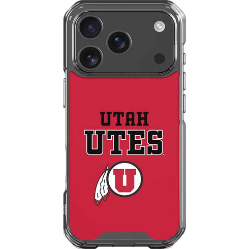 University of Utah Utes Text on Red iPhone 17 Pro Clear Case