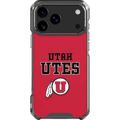 University of Utah Utes Text on Red iPhone 17 Pro Max Clear Case