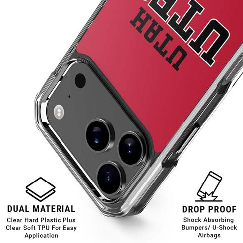 University of Utah Utes Text on Red iPhone 18 Pro Clear Case