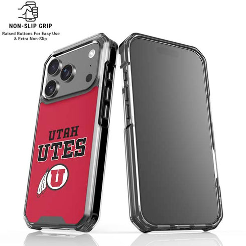 University of Utah Utes Text on Red iPhone 18 Pro Clear Case