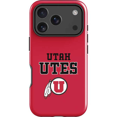 University of Utah Utes Text on Red iPhone 18 Pro Impact Case