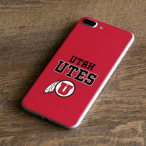 Utah Utes Text on Red iPhone 8 Plus Skin