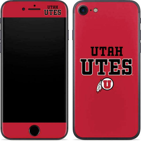 Utah Utes Text on Red iPhone 8 Skin