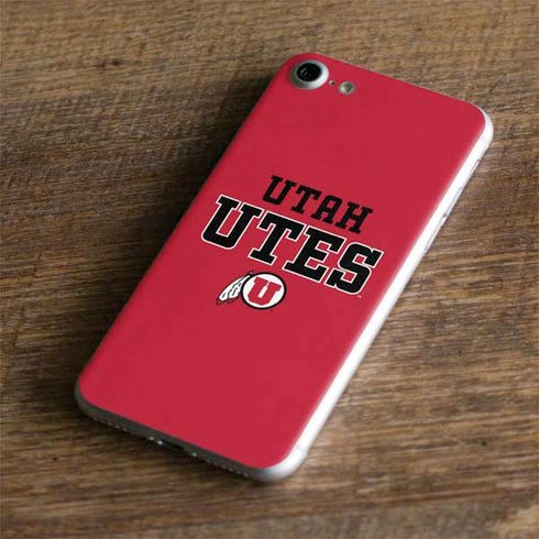 Utah Utes Text on Red iPhone 8 Skin