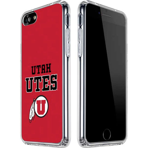 Utah Utes Text on Red iPhone SE (2nd & 3rd Gen) Clear Case