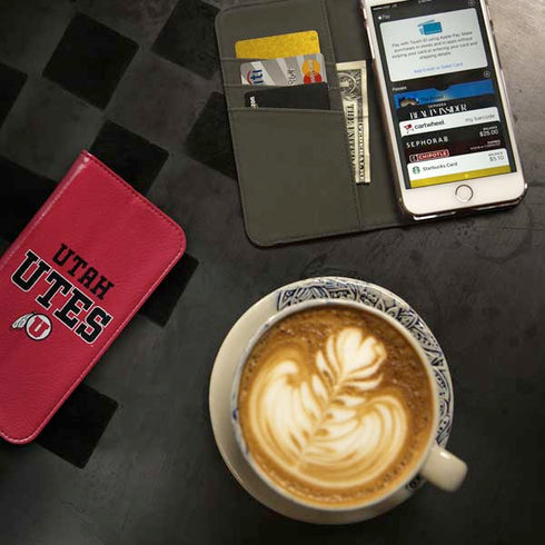 University of Utah Utes Text on Red iPhone SE (2nd & 3rd Gen) Folio Case