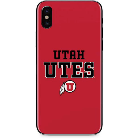 Utah Utes Text on Red iPhone X Skin
