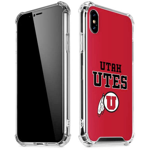 University of Utah Utes Text on Red iPhone X/XS Clear Case