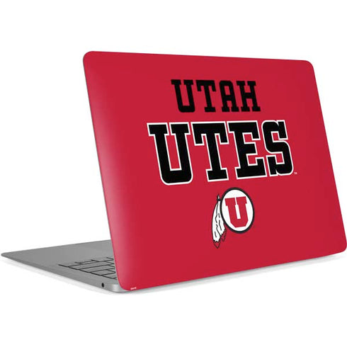 University of Utah Utes Text on Red Apple MacBook Air Skin