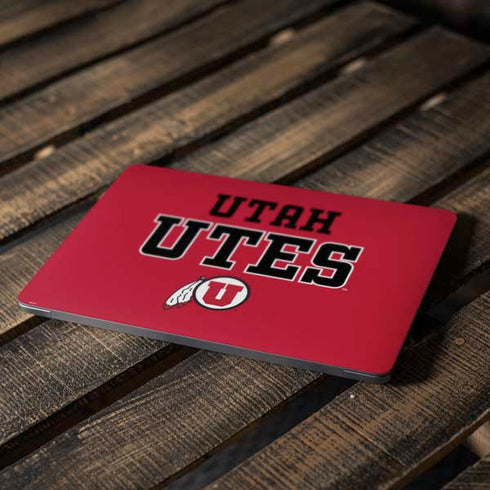 University of Utah Utes Text on Red Apple MacBook Air Skin