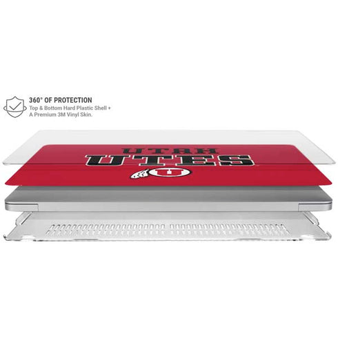 University of Utah Utes Text on Red MacBook Air 15in (2023-2025) Case plus Skin