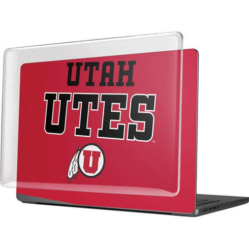 University of Utah Utes Text on Red MacBook Pro 14in (2021-24) Case plus Skin