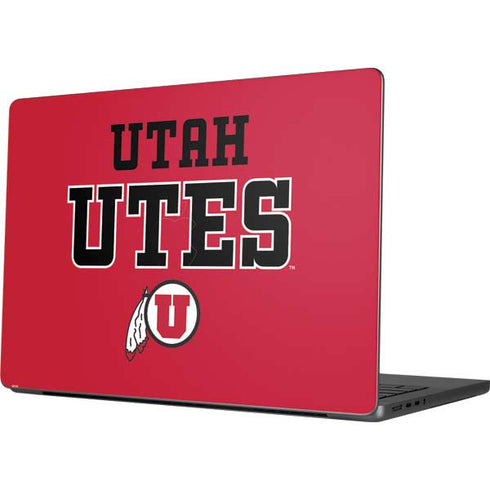 University of Utah Utes Text on Red Apple MacBook Pro 14-inch Skin