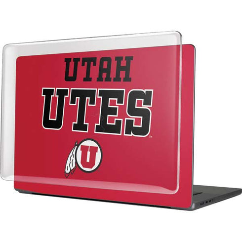 University of Utah Utes Text on Red MacBook Pro 16in (2021-25) Case plus Skin
