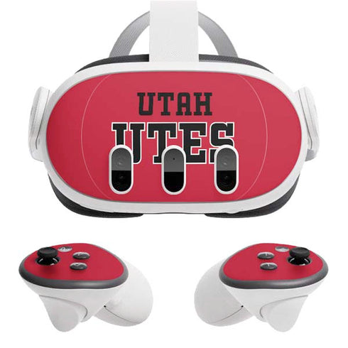 University of Utah Utes Text on Red Meta Quest 3 Skin