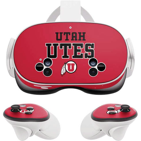 University of Utah Utes Text on Red Meta Quest 3S Skin