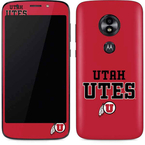 Utah Utes Text on Red Moto E5 Play Skin