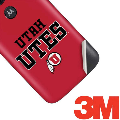 Utah Utes Text on Red Moto E5 Play Skin