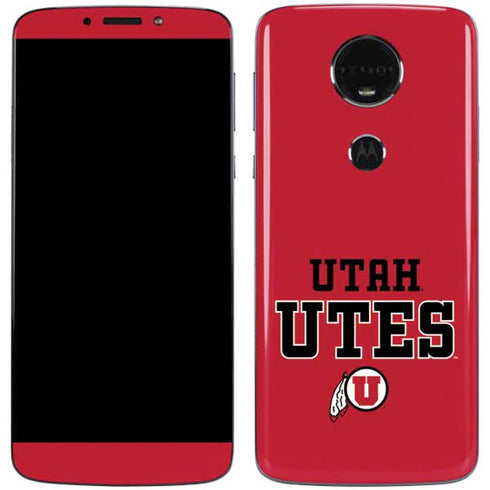 Utah Utes Text on Red Moto E5 Plus Skin
