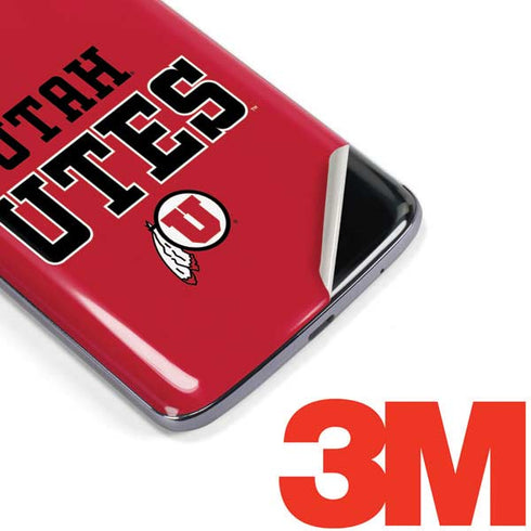 Utah Utes Text on Red Moto E5 Plus Skin