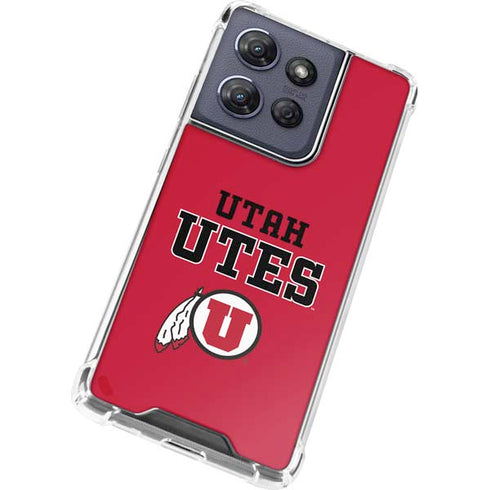 University of Utah Utes Text on Red Moto G 5G (2025) Clear Case