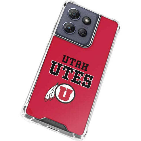 University of Utah Utes Text on Red Moto G Play 5G (2025) Clear Case